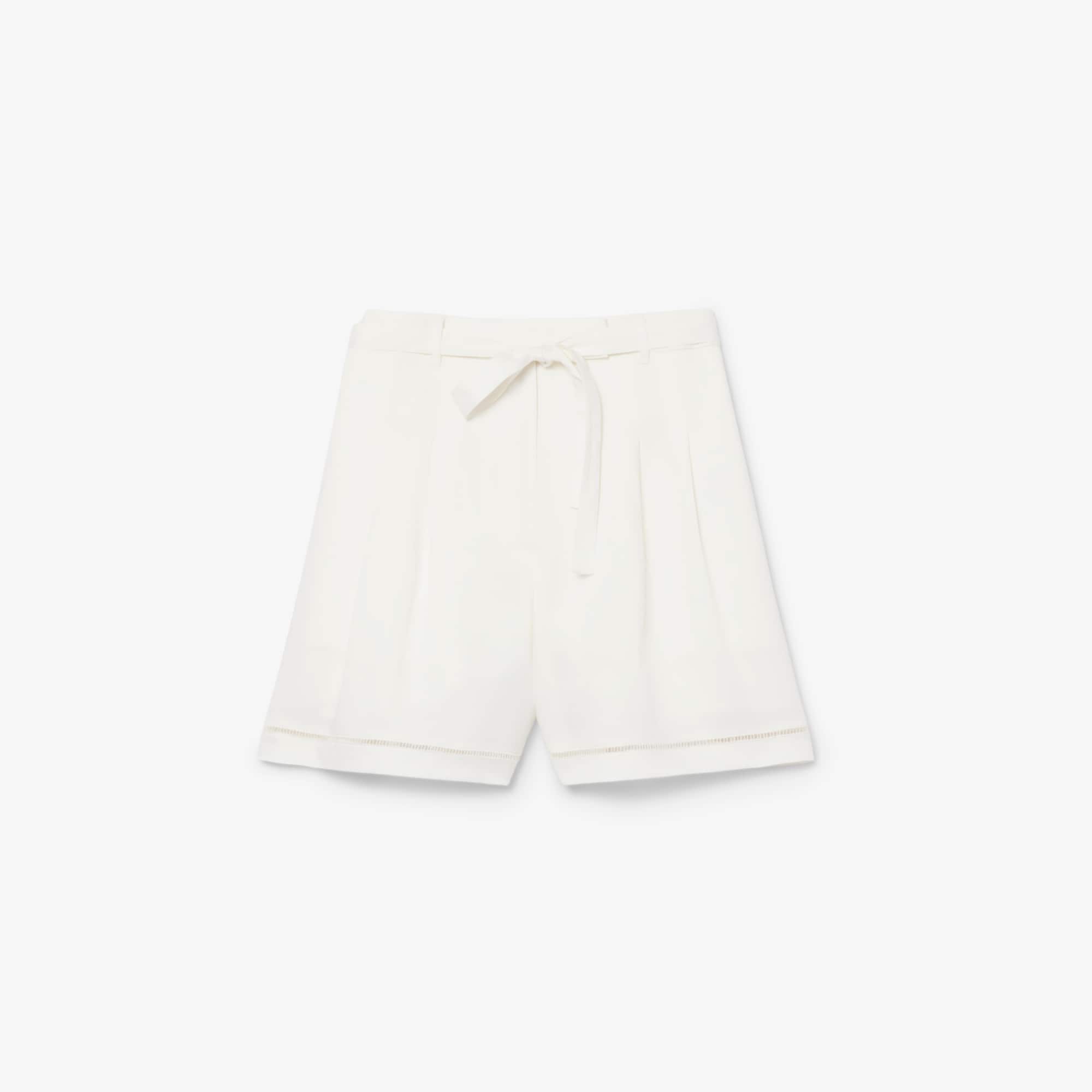 Lacoste Oversized Fluid Linen Blend Bermuda Shorts - 36 In White