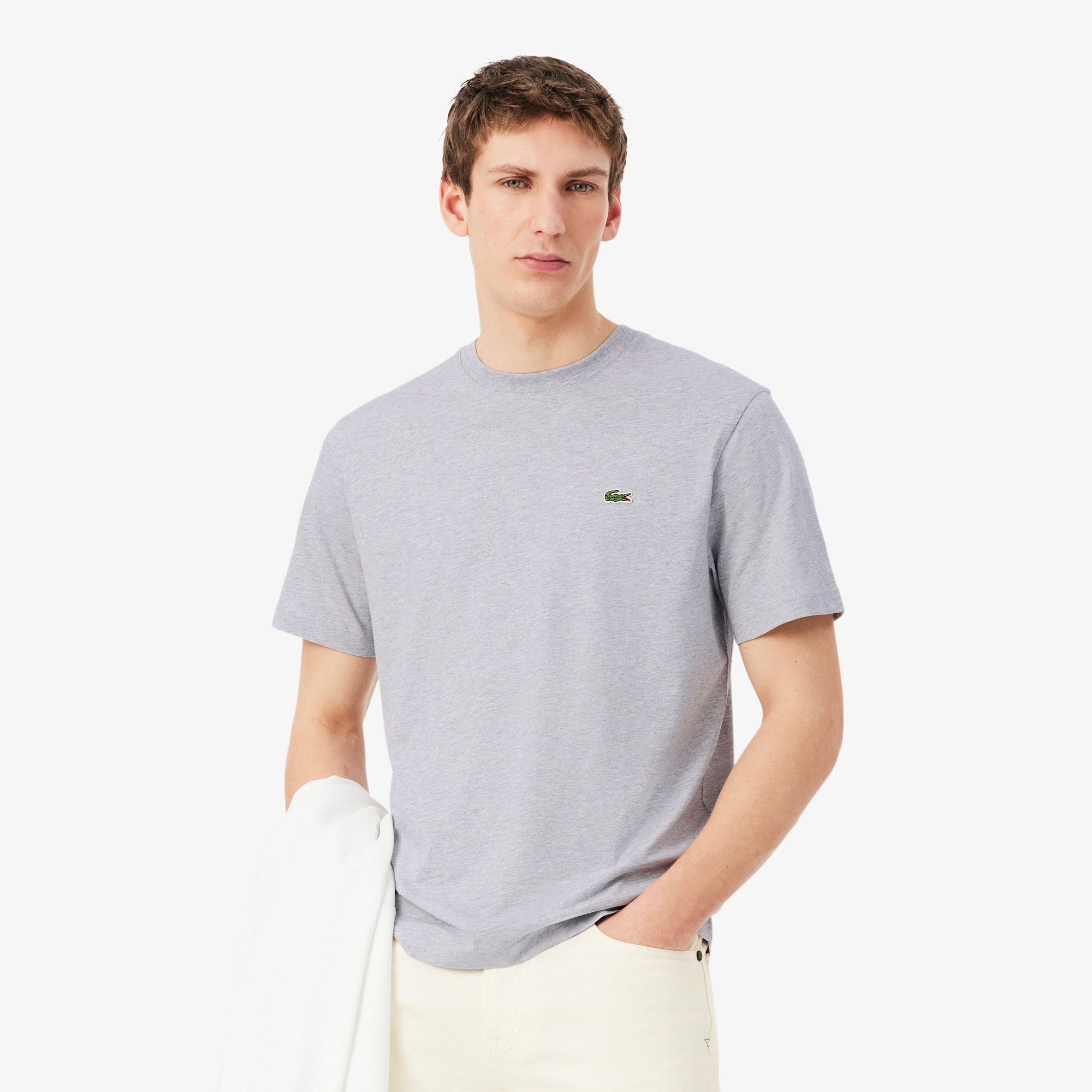 Lacoste Men's Classic-Fit Crewneck Logo T-Shirt - Silver