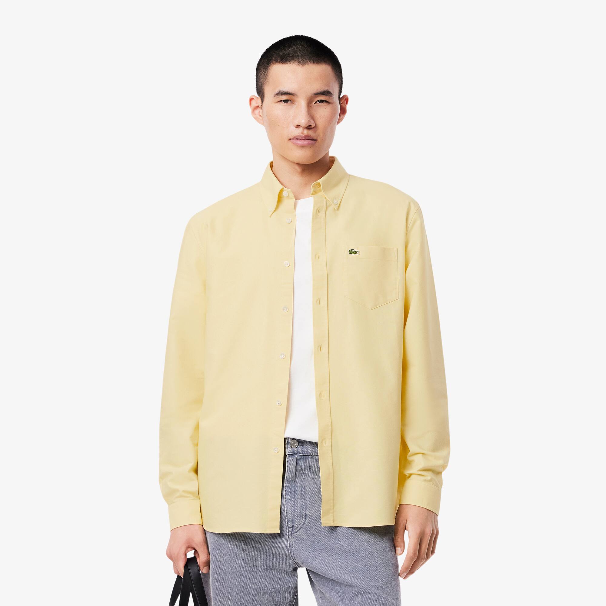 Lacoste Men's Regular Fit Oxford Shirt - 14½ - 37 In Yellow