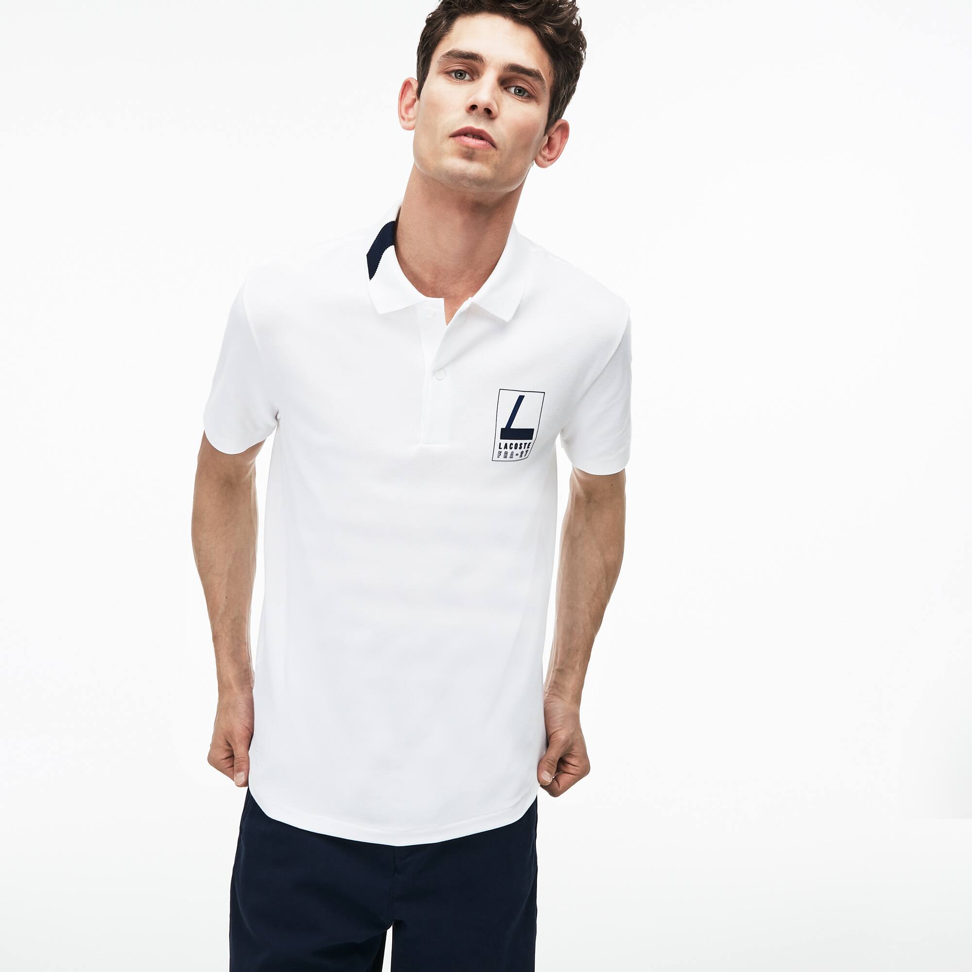 Men's Slim Fit Lettering Stretch Mini Piqué Polo Men's Slim Fit Lettering Stretch Mini Piqué Polo