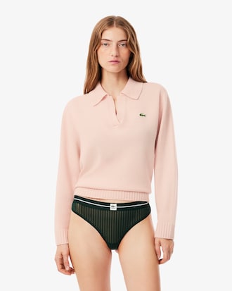 Velour Stripe Mesh String Briefs