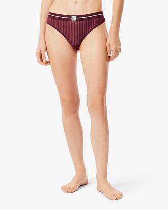 Velour Stripe Mesh String Briefs