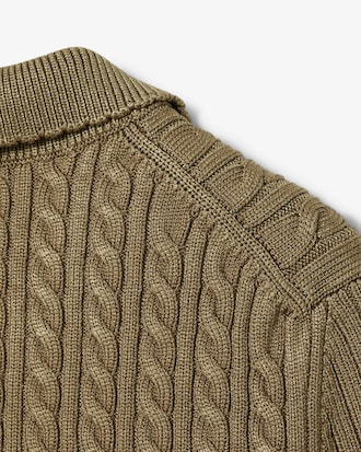 Runway Cable Knit Polo Collar Sweater