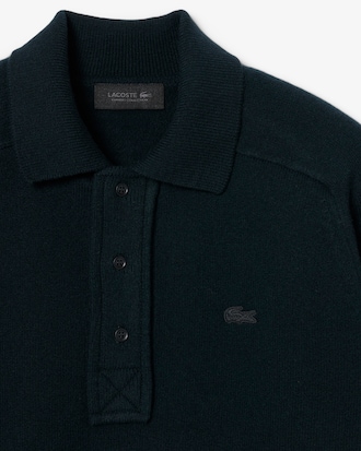 Runway Felted Wool Polo Collar Sweater