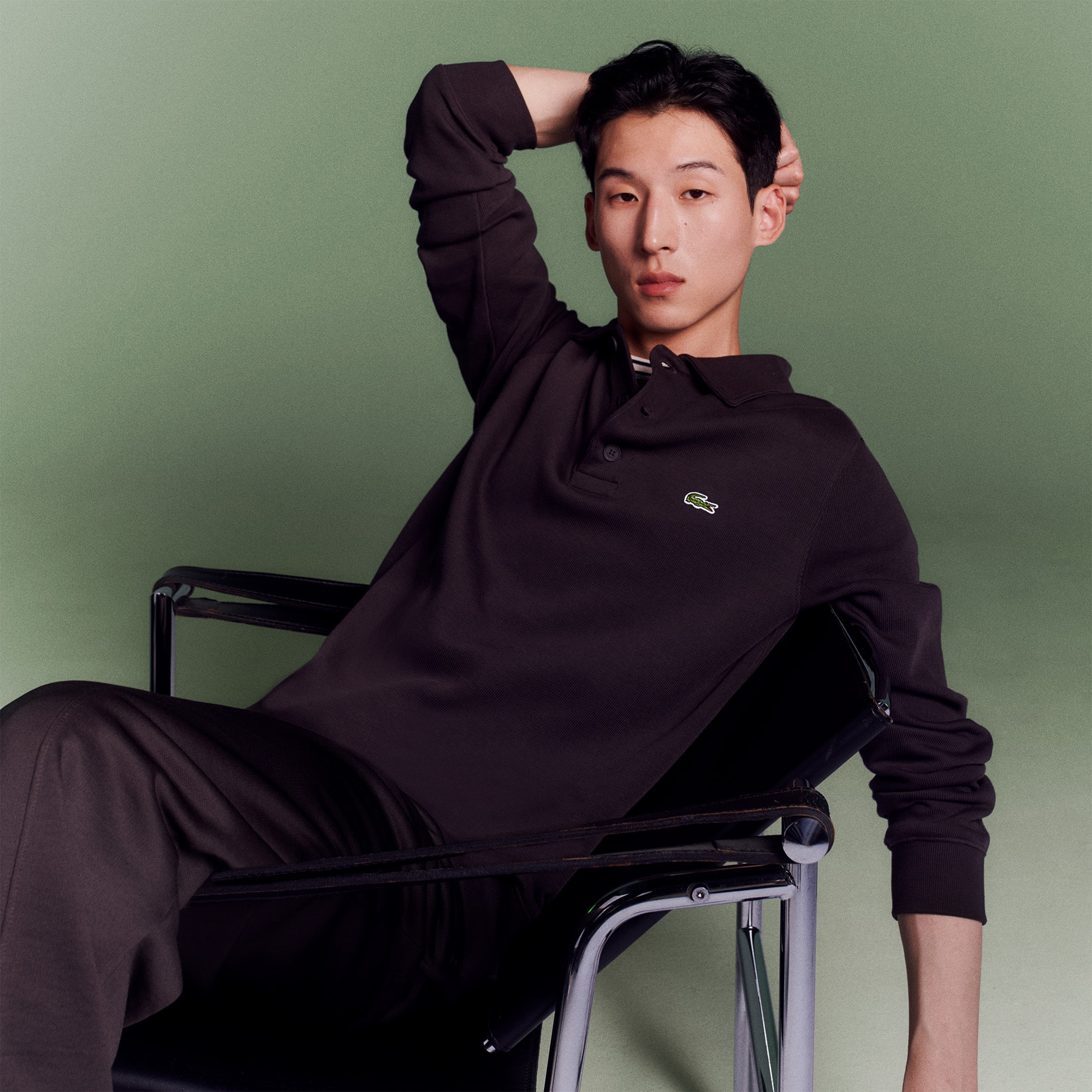 Men's Ribbed Cotton Polo Collar Sweatshirt - Sweaters