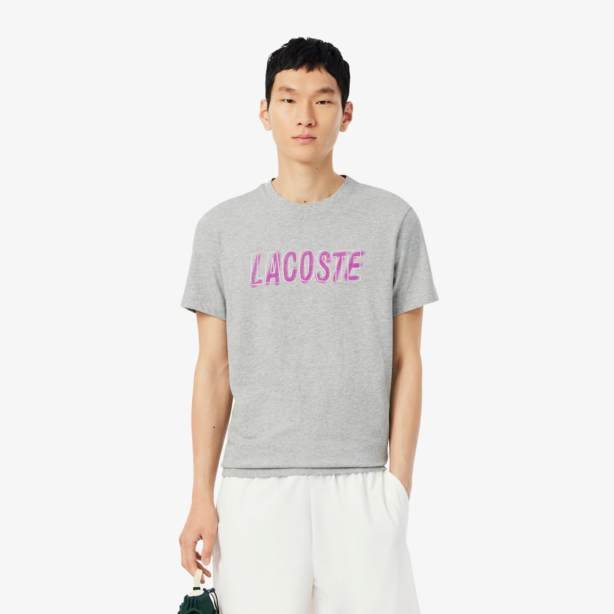 LACOSTE for BEAUTY&YOUTH 1トーンTシャツ ライトグレー LACOSTE tシャツ 「LACOSTE for BEAUTY＆YOUTH」1トーン
