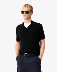 Men's Cotton Blend Open Polo Collar Sweater