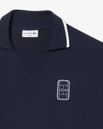 Loose Fit Embroidered Badge Piqu&eacute; Polo Shirt