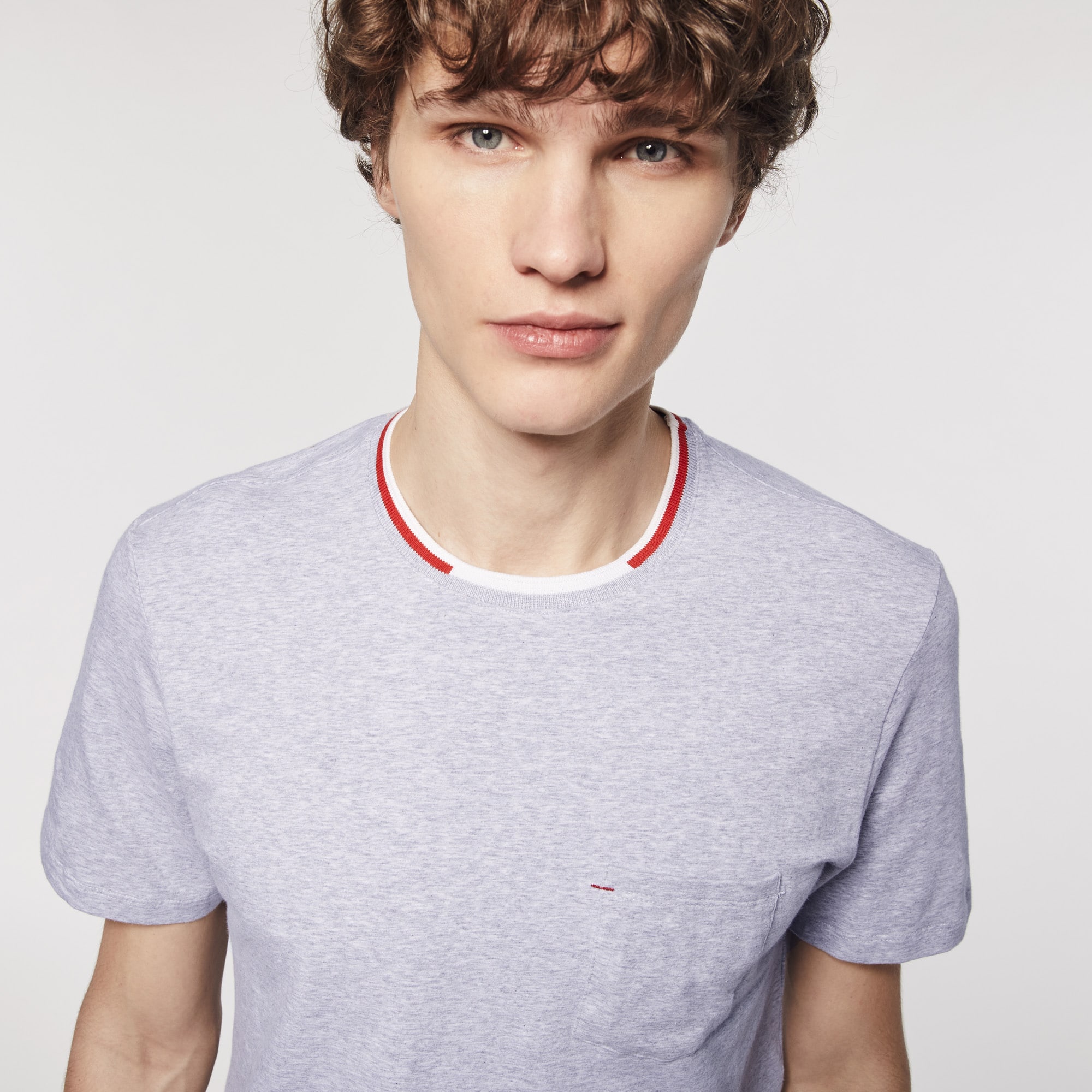 Men's Short Sleeve Three-Tone Crew Neck Pajama T-Shirt