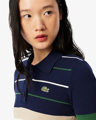 Women's Made In France Striped Polo Collar Sweater