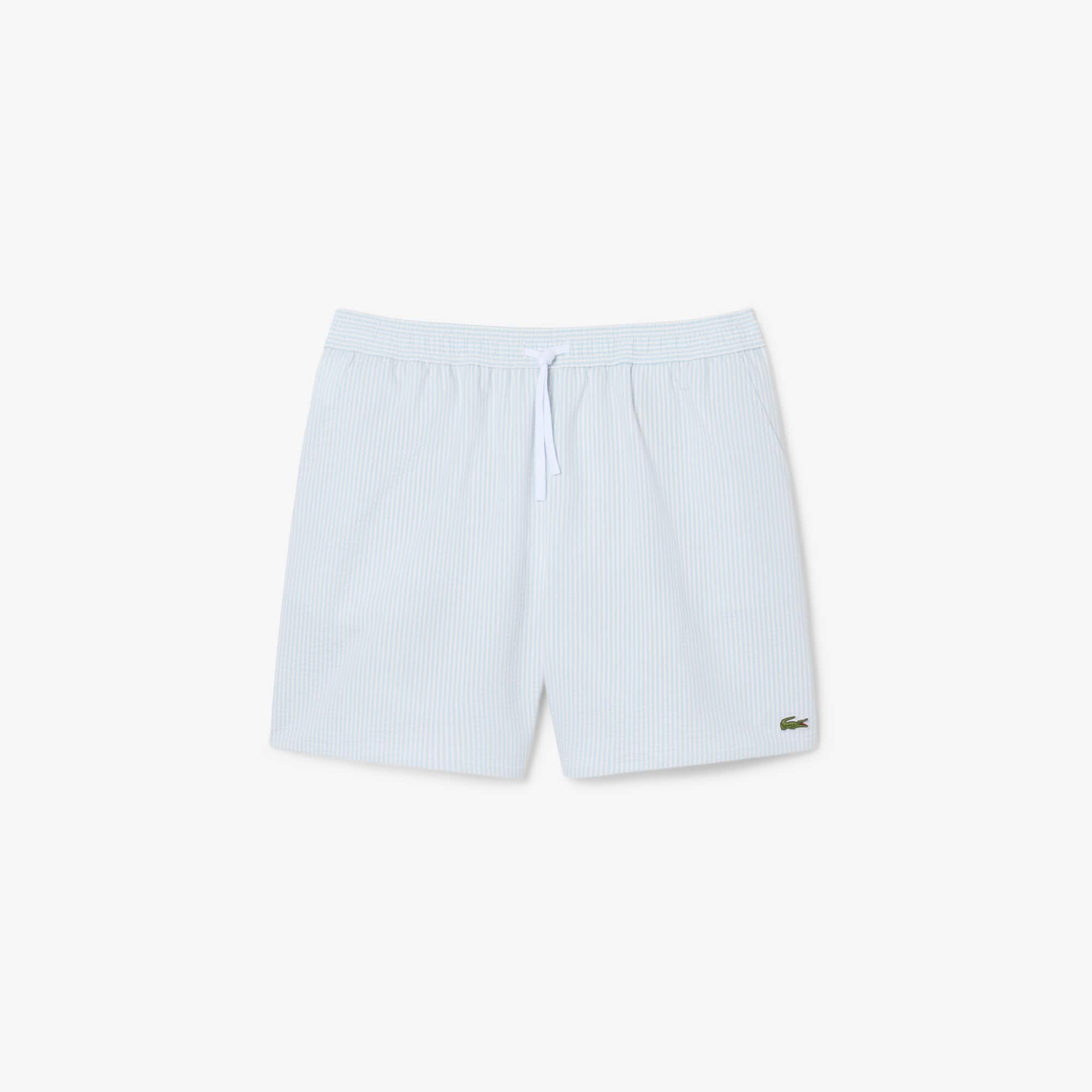 Men's Mid Length Striped Textured Swim Trunks