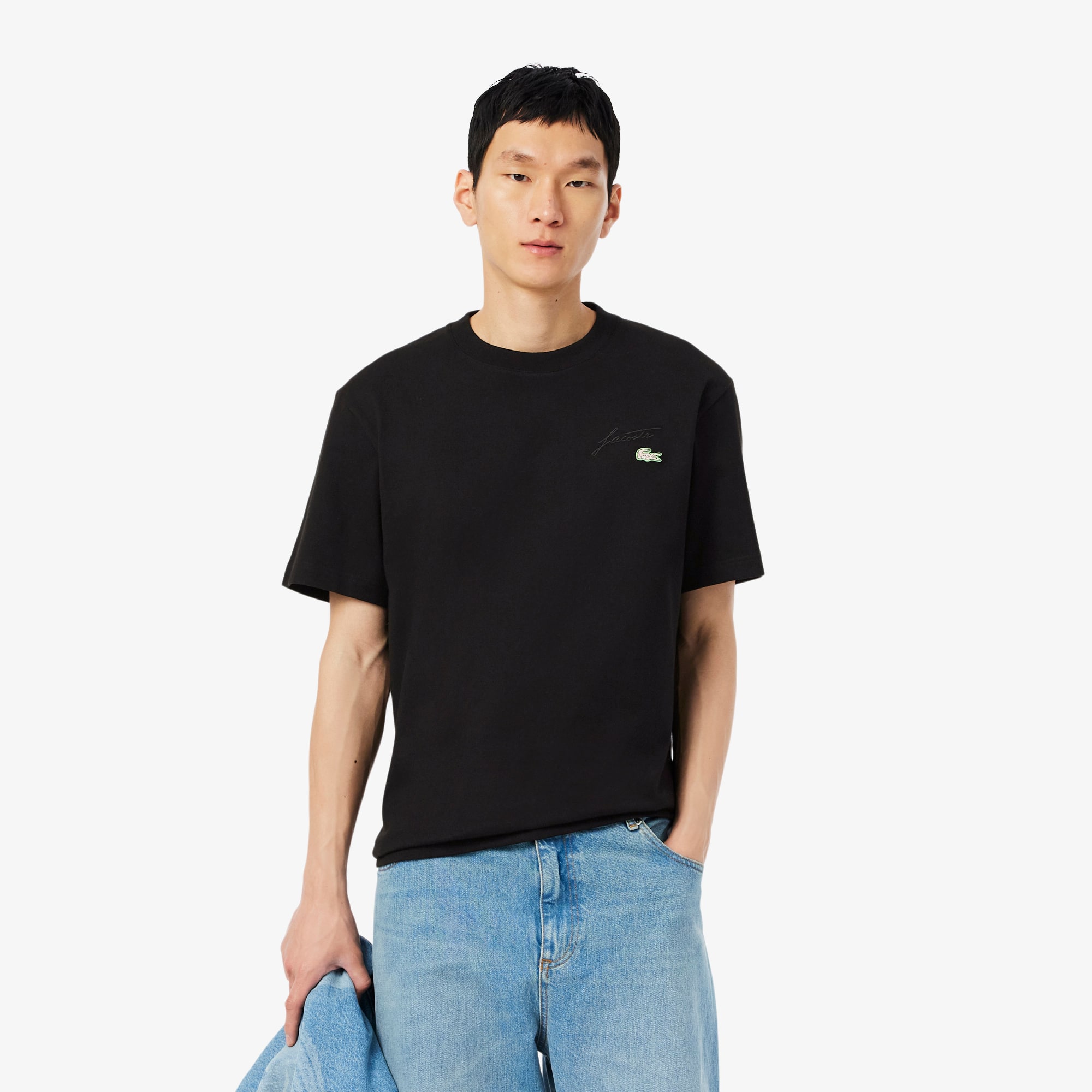 Lacoste Men's Heavy Jersey Embroidered Signature T-Shirt