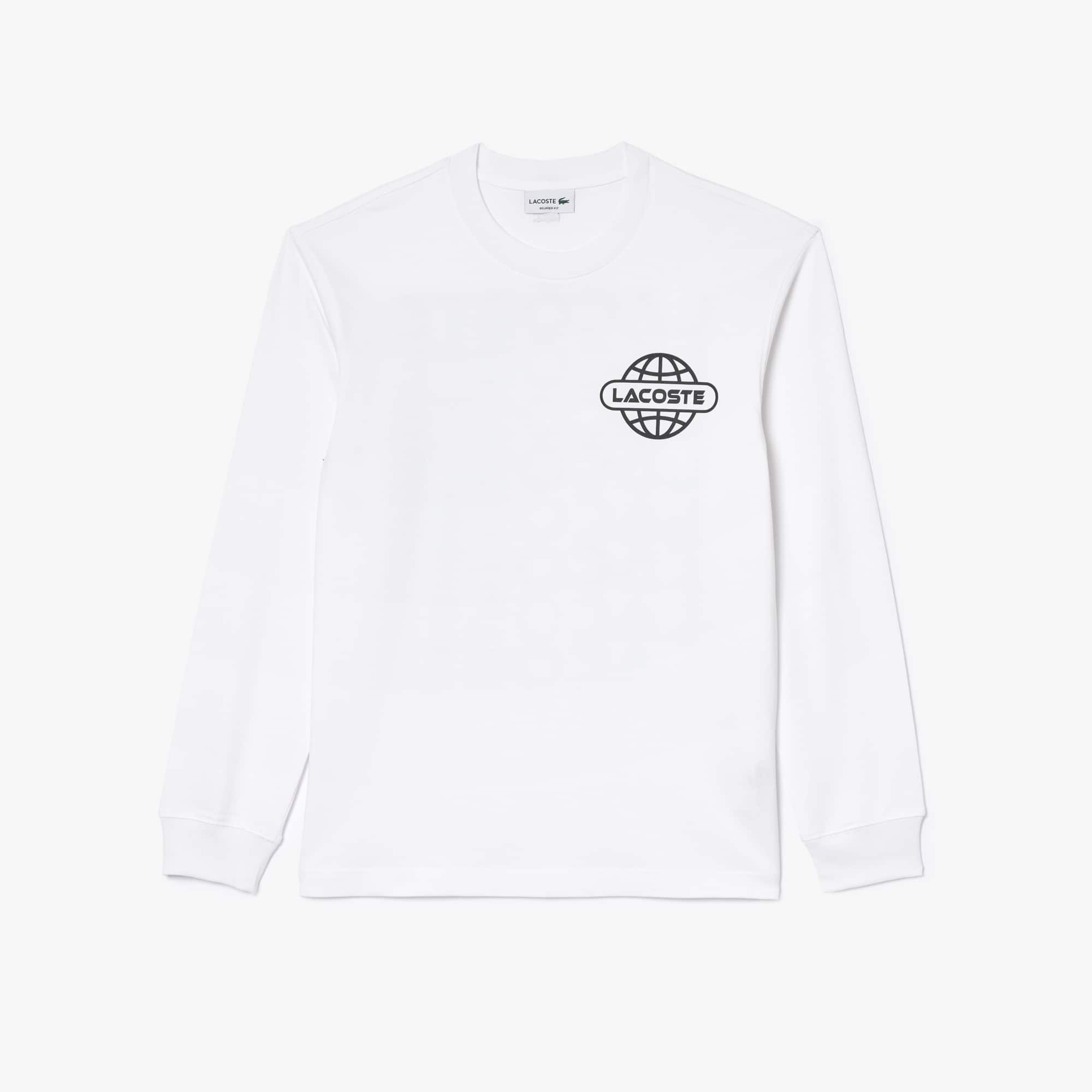Lacoste Unisex Men's Long Sleeve Relaxed Fit Branded T-shirt - Xs In White