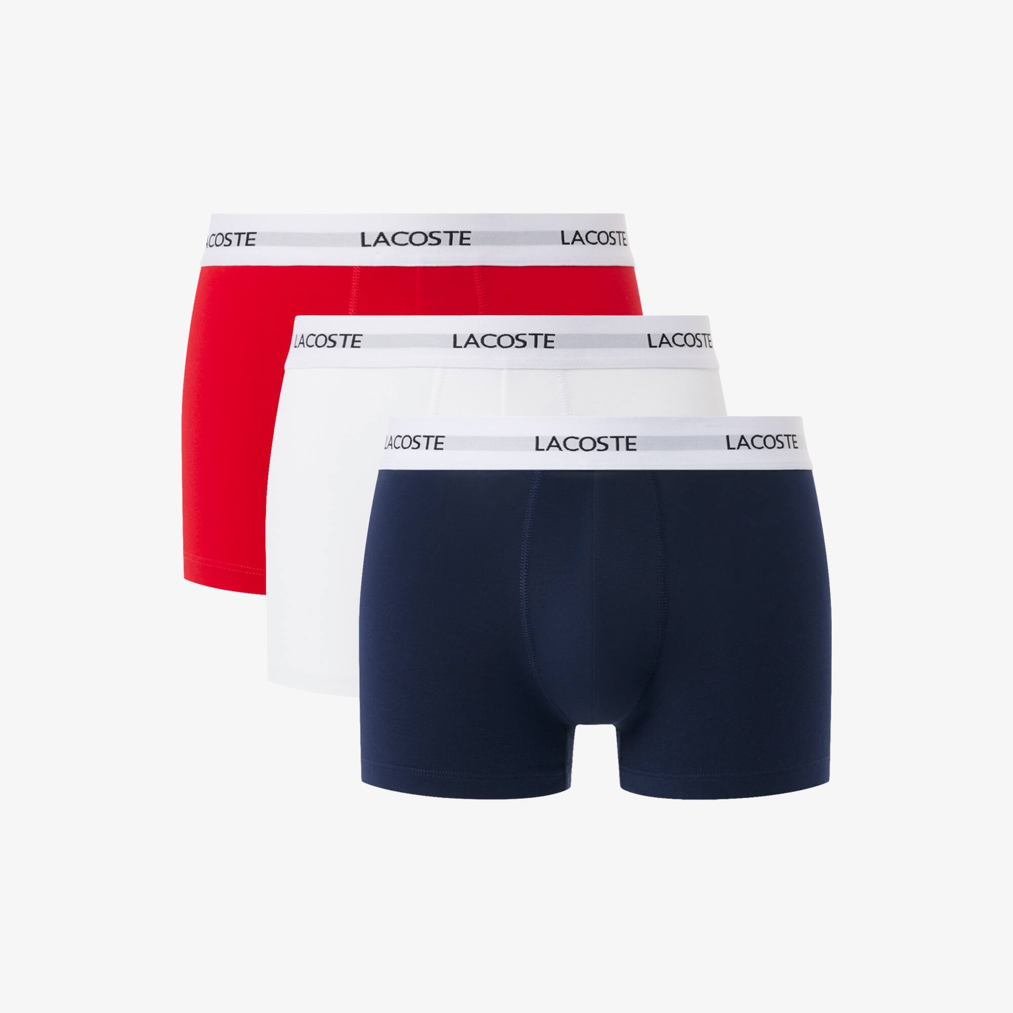 Lacoste Men's 3-pack Stretch Cotton Trunks In Blue