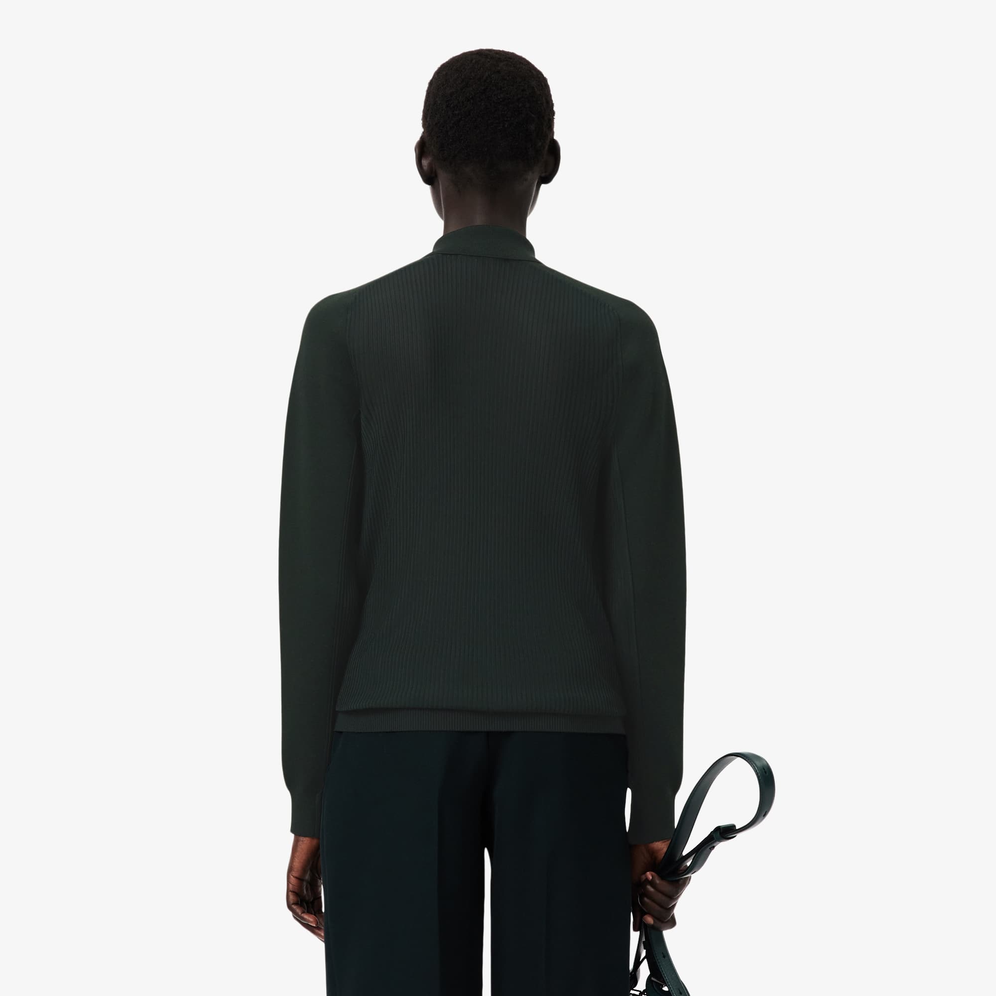 Runway Wool Blend Polo Collar Sweater - Sweaters & Sweatshirts