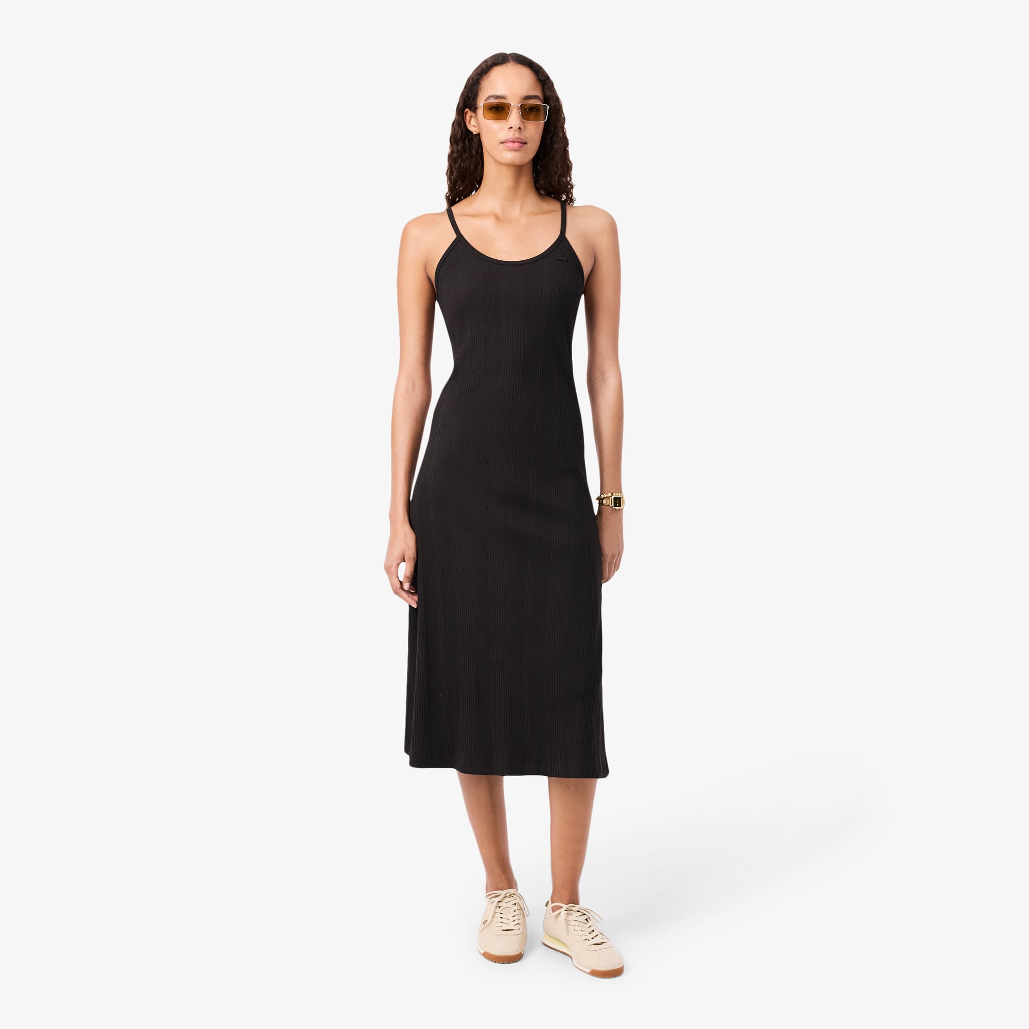lacoste ribbed maxi dress Lacoste Ribbed Cotton Strappy Maxi Dress