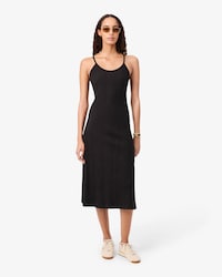 Ribbed Cotton Strappy Maxi Dress