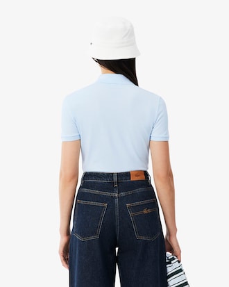 Polo femme L.12.D slim fit en piqu&eacute; de coton stretch