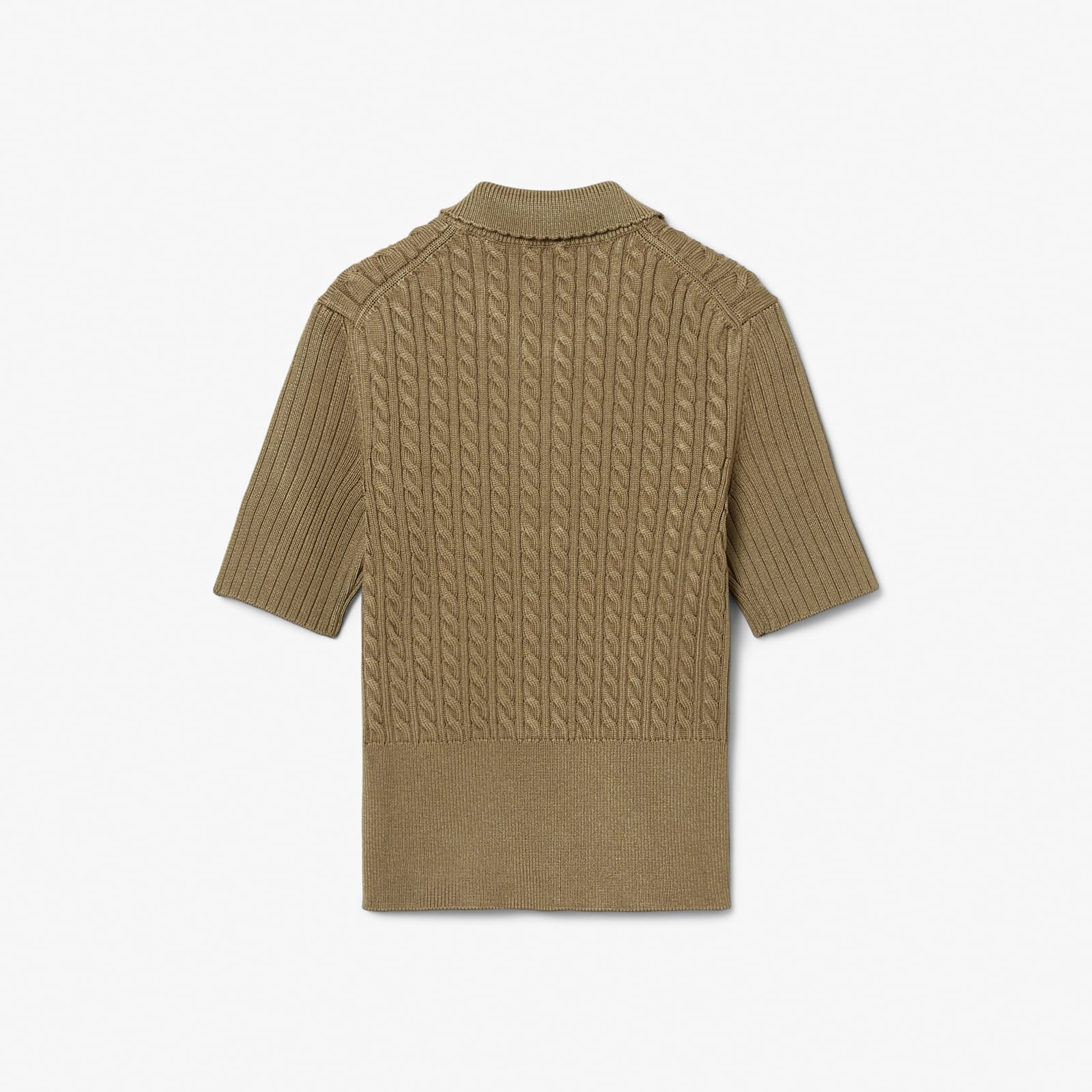 Runway Cable Knit Polo Collar Sweater