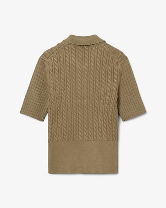 Runway Cable Knit Polo Collar Sweater