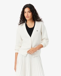 Women's V-Neck Moss Stitch Cotton Cardigan