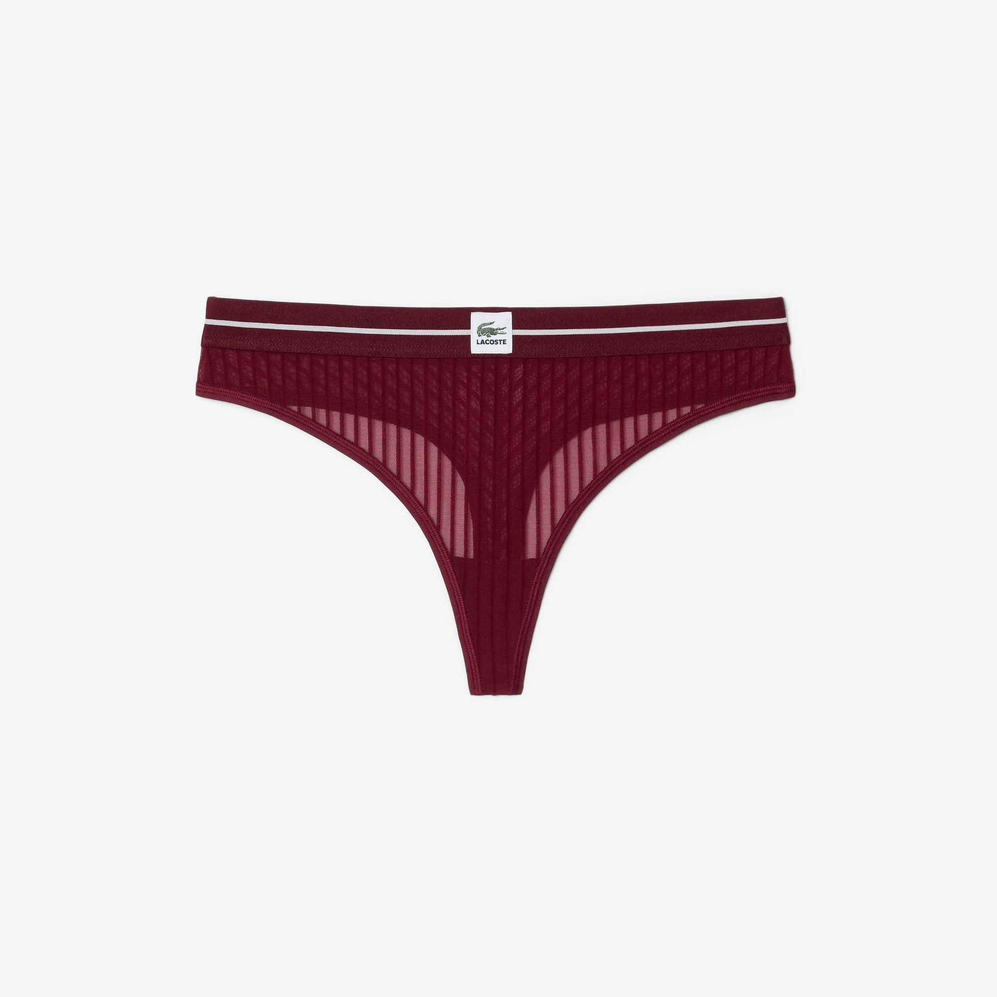Velour Stripe Mesh String Briefs