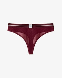 Velour Stripe Mesh String Briefs