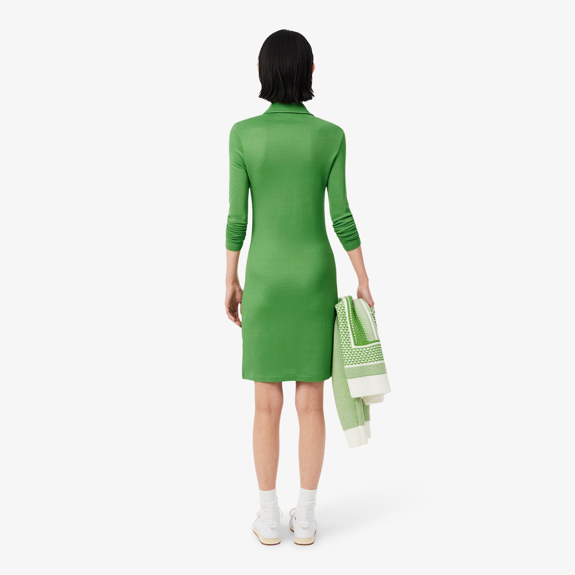 Fluid Satin Piqué Polo Dress
