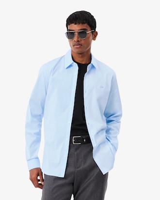 Camisa de Popelina El&aacute;stica de Corte Ajustado