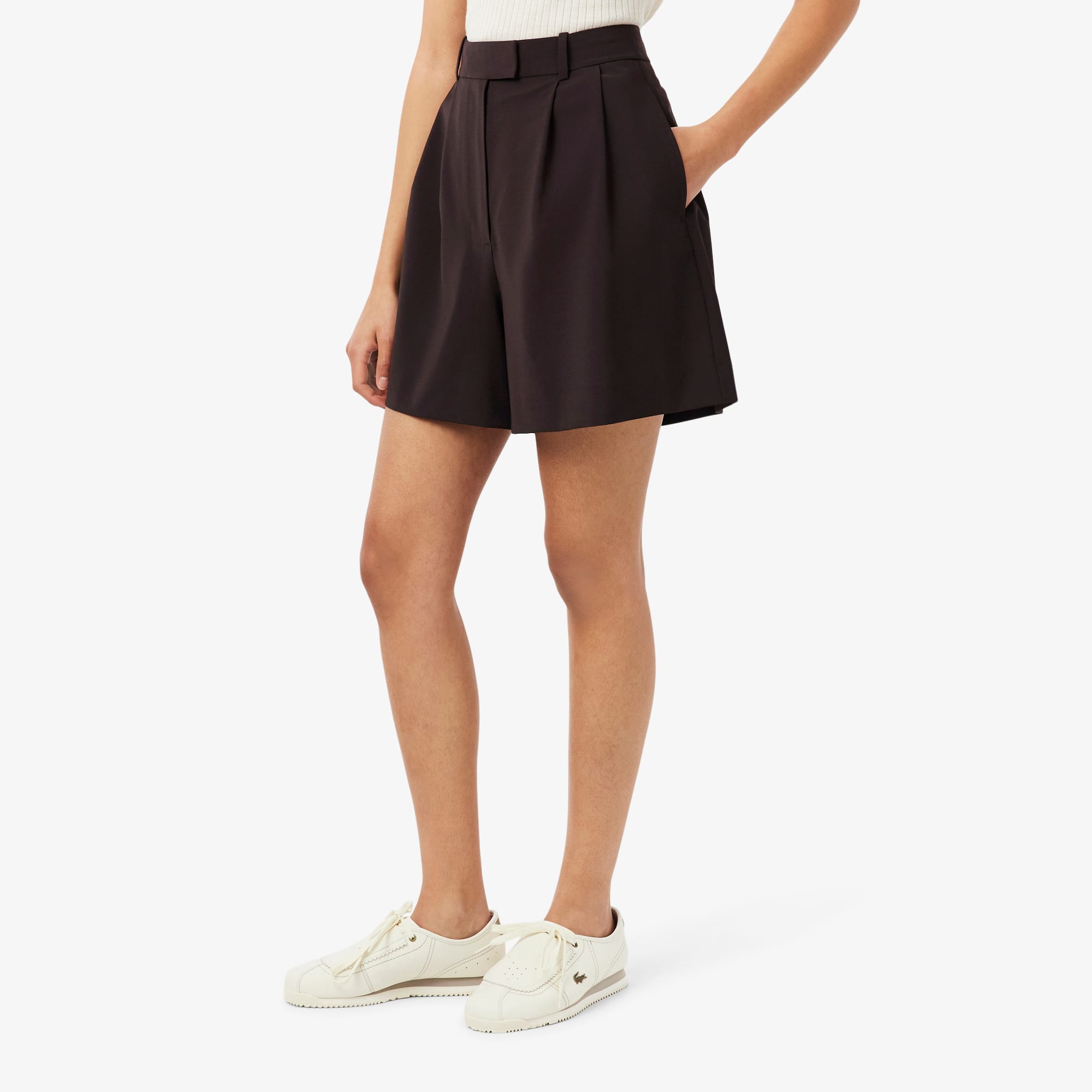Oversized Wool Blend Pleated Bermuda Shorts