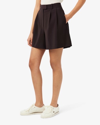 Oversized Wool Blend Pleated Bermuda Shorts