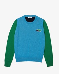 Women&rsquo;s Crew Neck Crocodiles Badge Colorblock Wool Sweater
