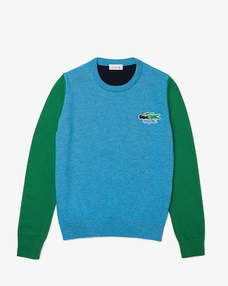 Su&eacute;ter de lana con estampado de cocodrilos y cuello redondo para mujer