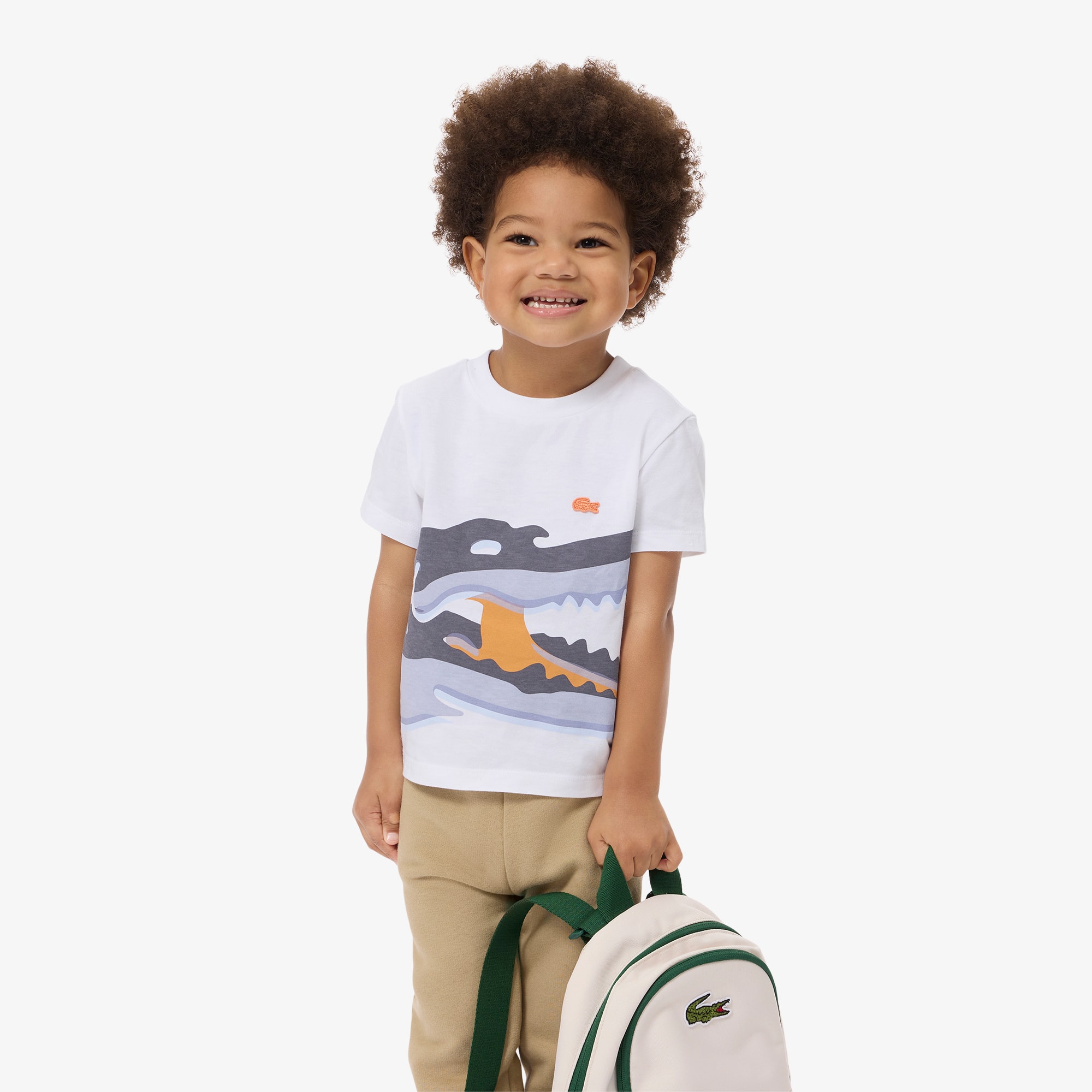 Lacoste Croc Print Cotton T-shirt - 7 Years In White