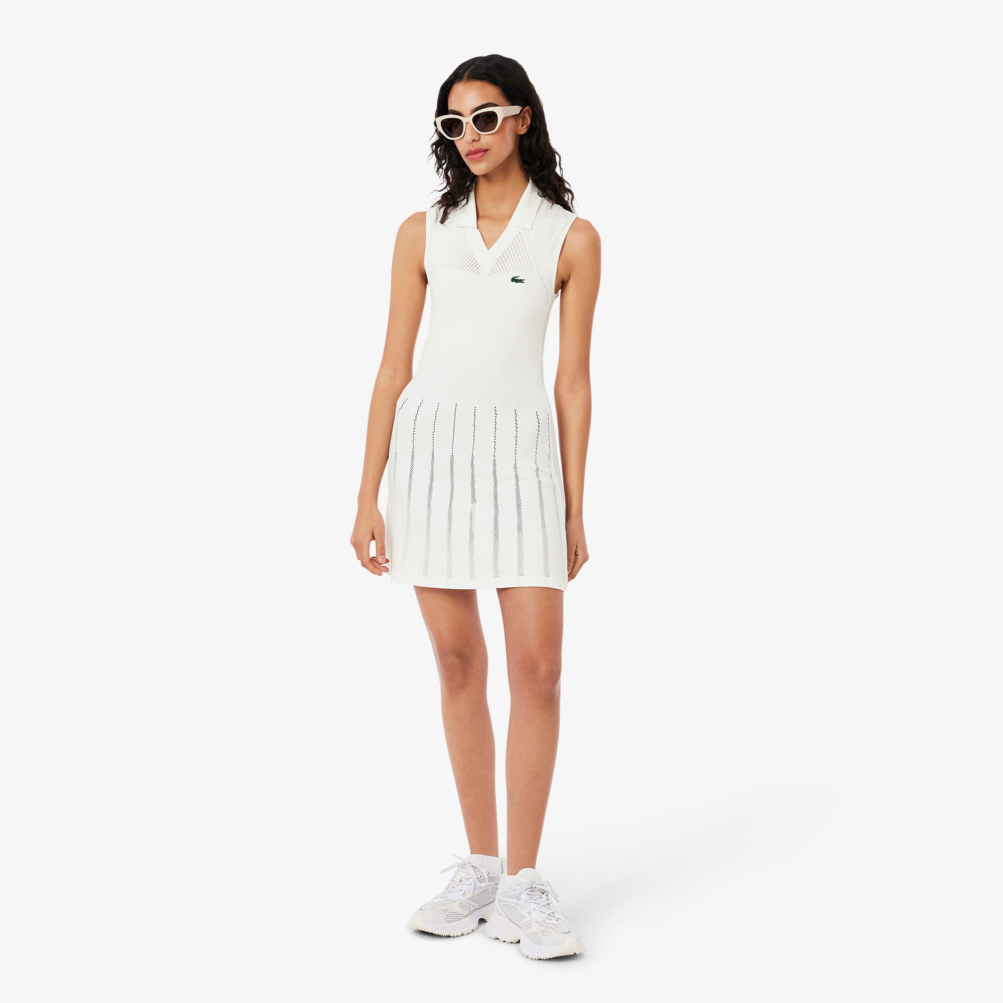 Lacoste｜DRESSES (Sports stretch V-neck pleated dress (E Lacoste Pleated Performance Tennis Minidress | Saks Fifth Avenue