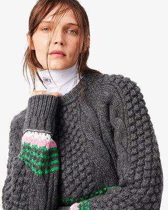 Runway Striped Textured Wool Sweater