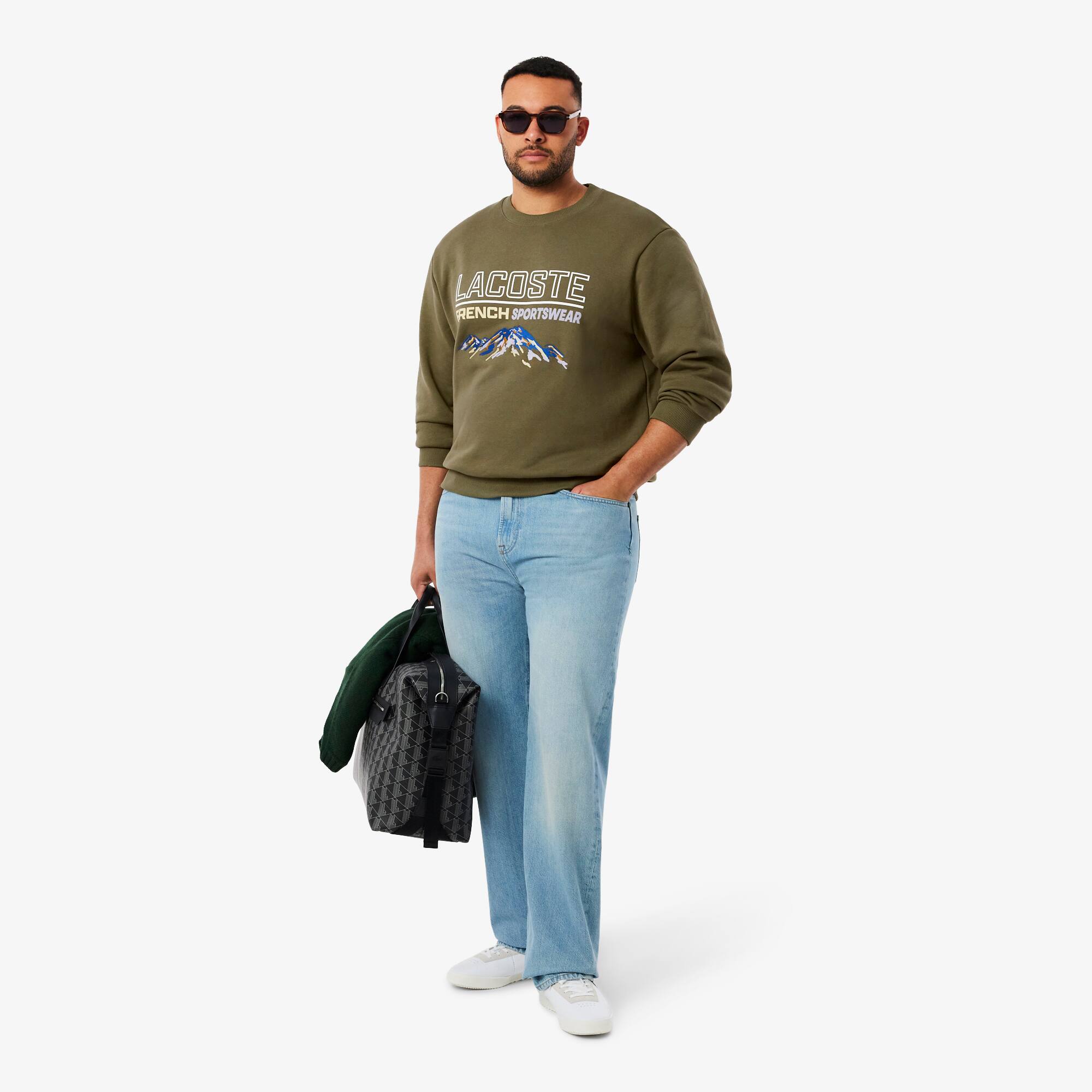 Men's Embroidered Motif Fleece Sweatshirt - Sweaters & Sweatshirts