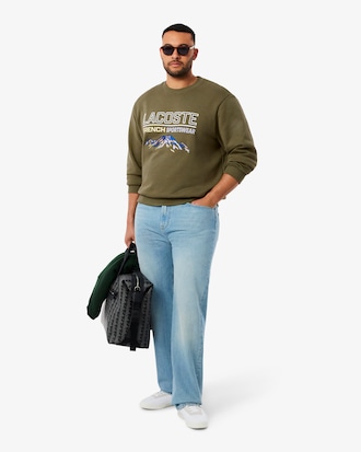 Men's Embroidered Motif Fleece Sweatshirt