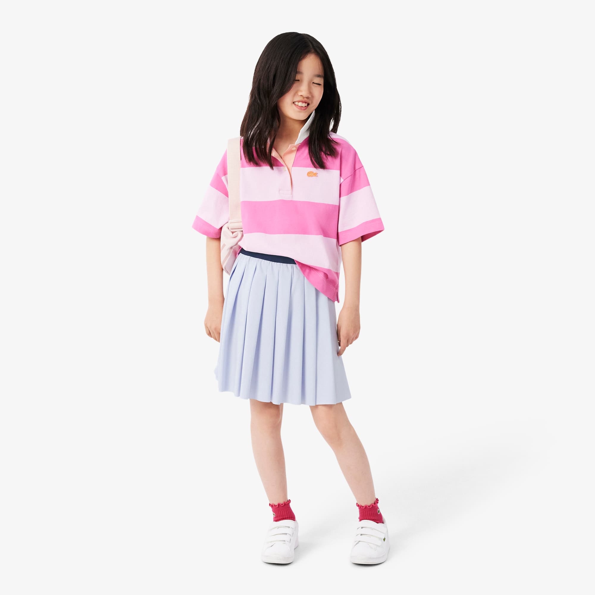 Lacoste Girls' Oxford Cotton Pleated Skirt
