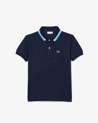 Kids' Stripe Collar Petit Piqué Polo