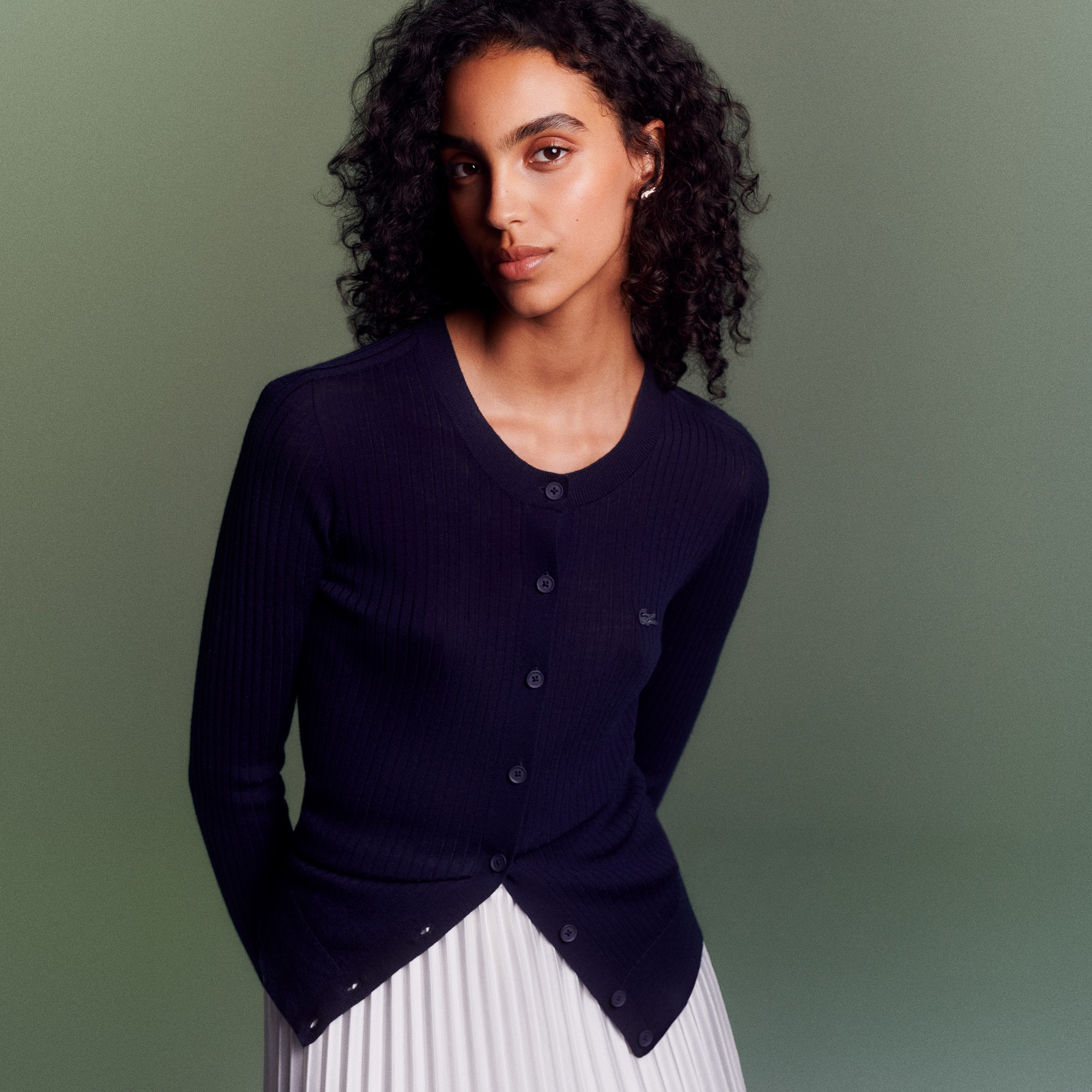 Women's Rib Knit Merino Wool Cardigan - Sweaters & Sweatshirts