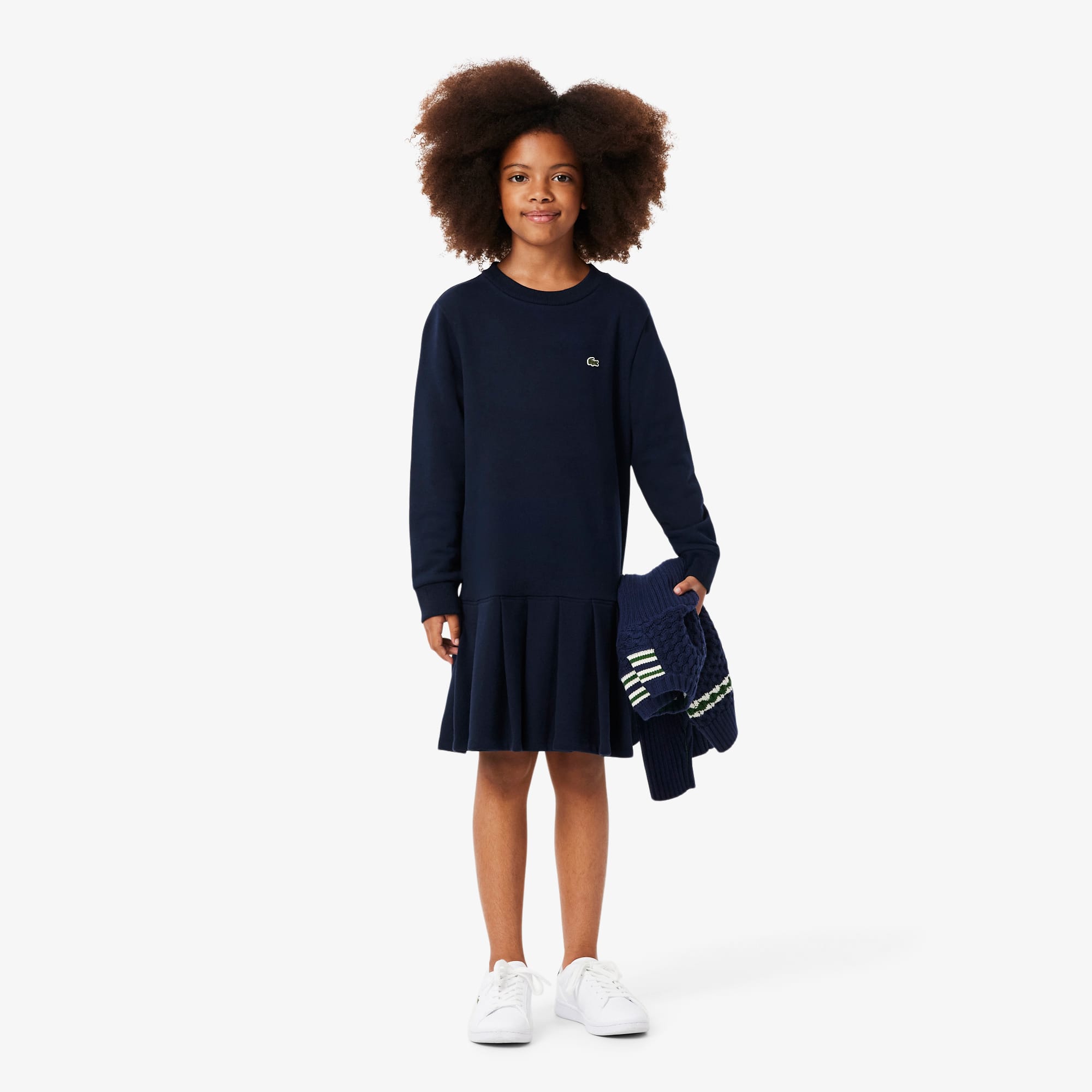 Lacoste Girls' Long Sleeve Fleece Dress - 14 Years In Blue