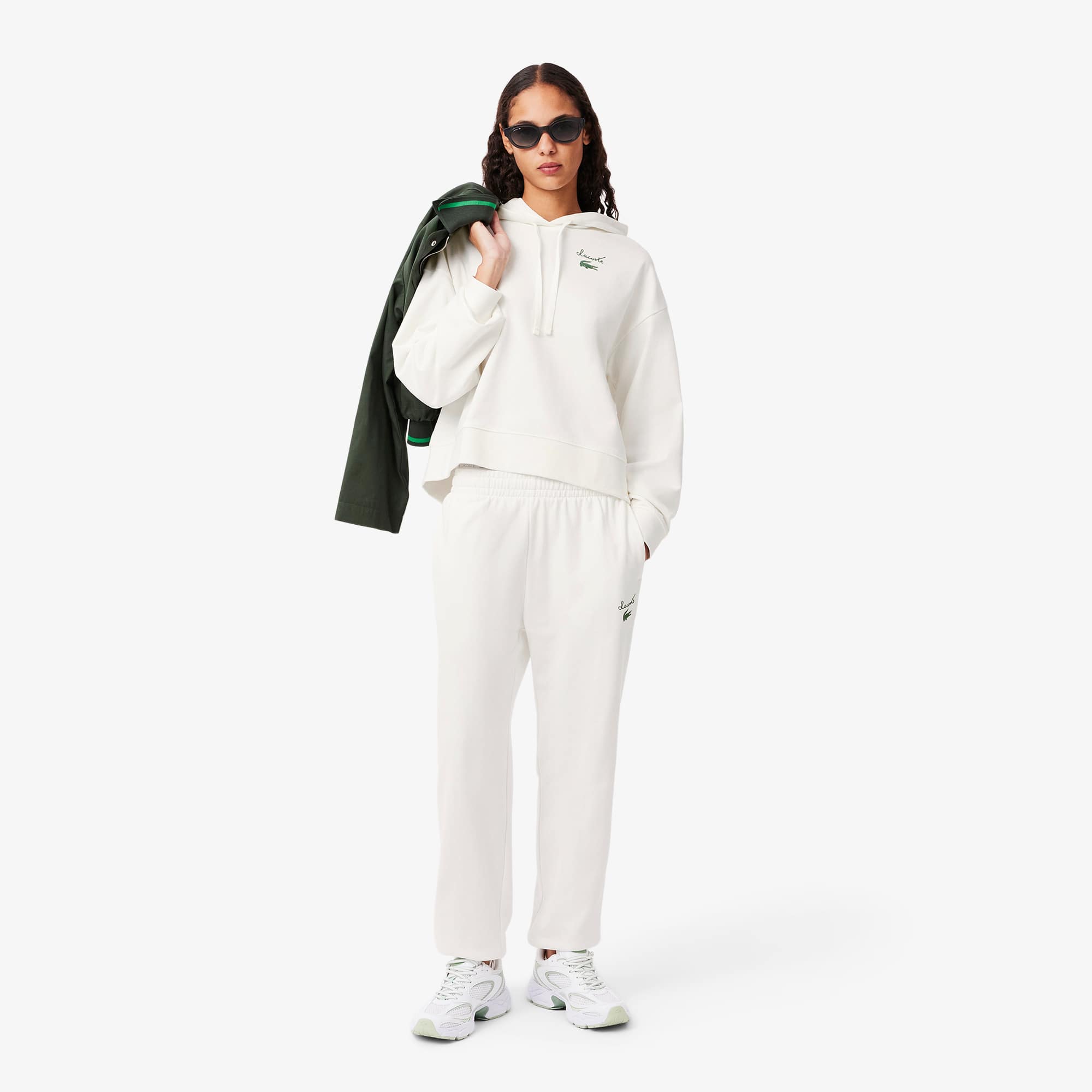 Tシャツ・カットソー LACOSTE Women Hoodies SH2741 70V White Women's Fleece Logo Hoodie - Sweaters & Sweatshirts - New In