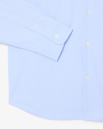 Camisa de Corte Ajustado de Popelina El&aacute;stica de Rayas