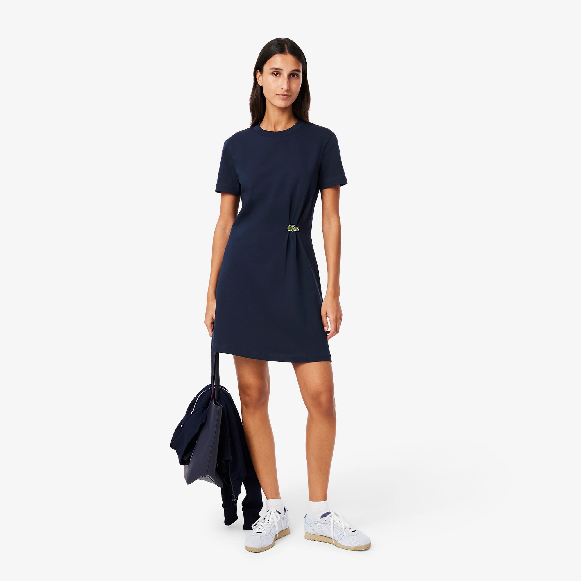 【LACOSTE】 ★ Cotton Flare Shirt Dress ★ Lacoste Loose Fit Shirt Dress Dusty Pink Cotton Poplin Sz 40