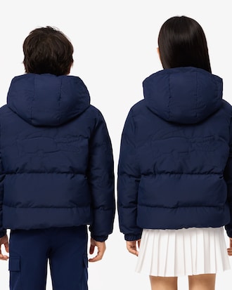 Kids' Embroidered Crocodile Hooded Puffer Jacket