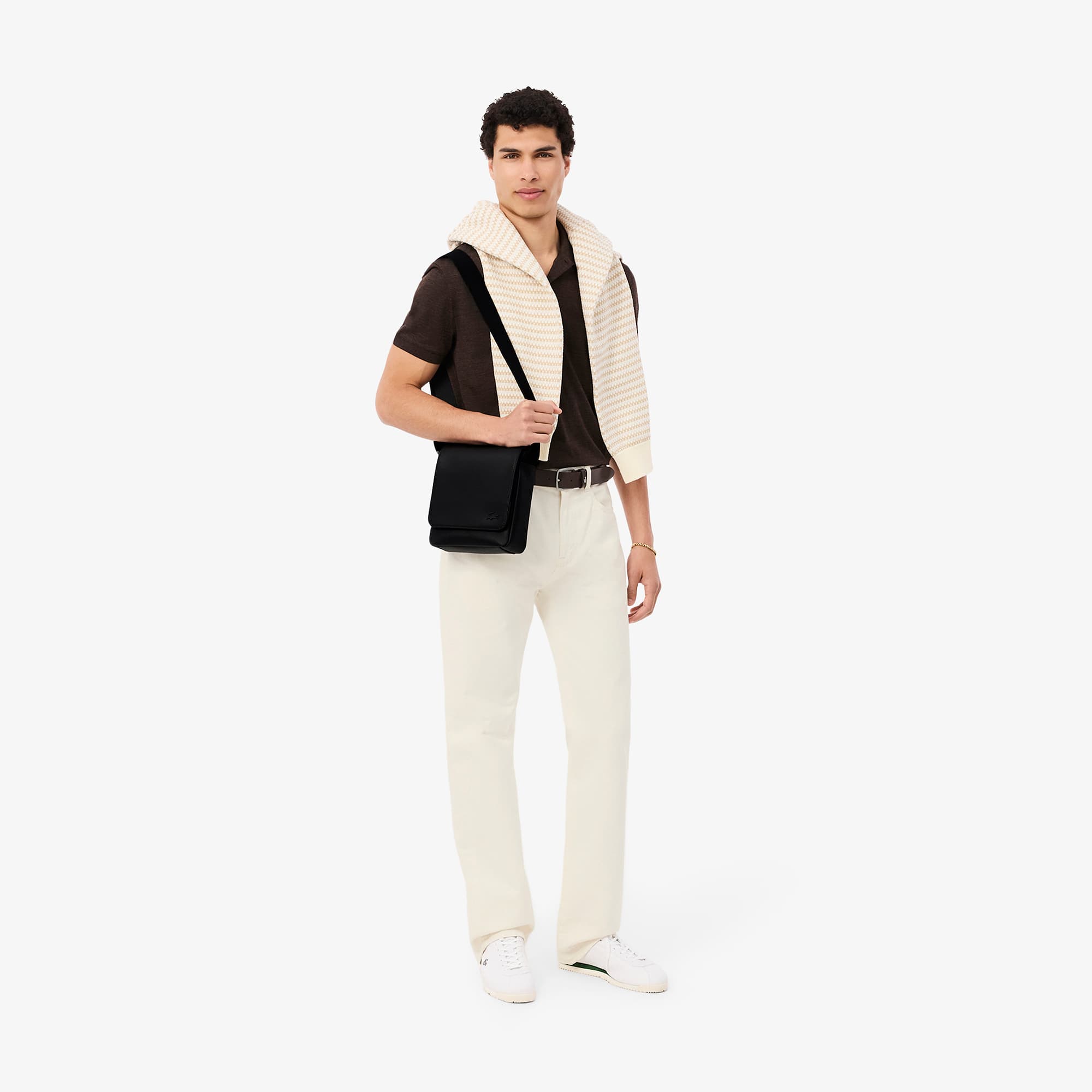 LACOSTE ジオメトリックパターン ボディバッグ Amazon | Lacoste メンズ The Blend スモール モノグラムキャンバス