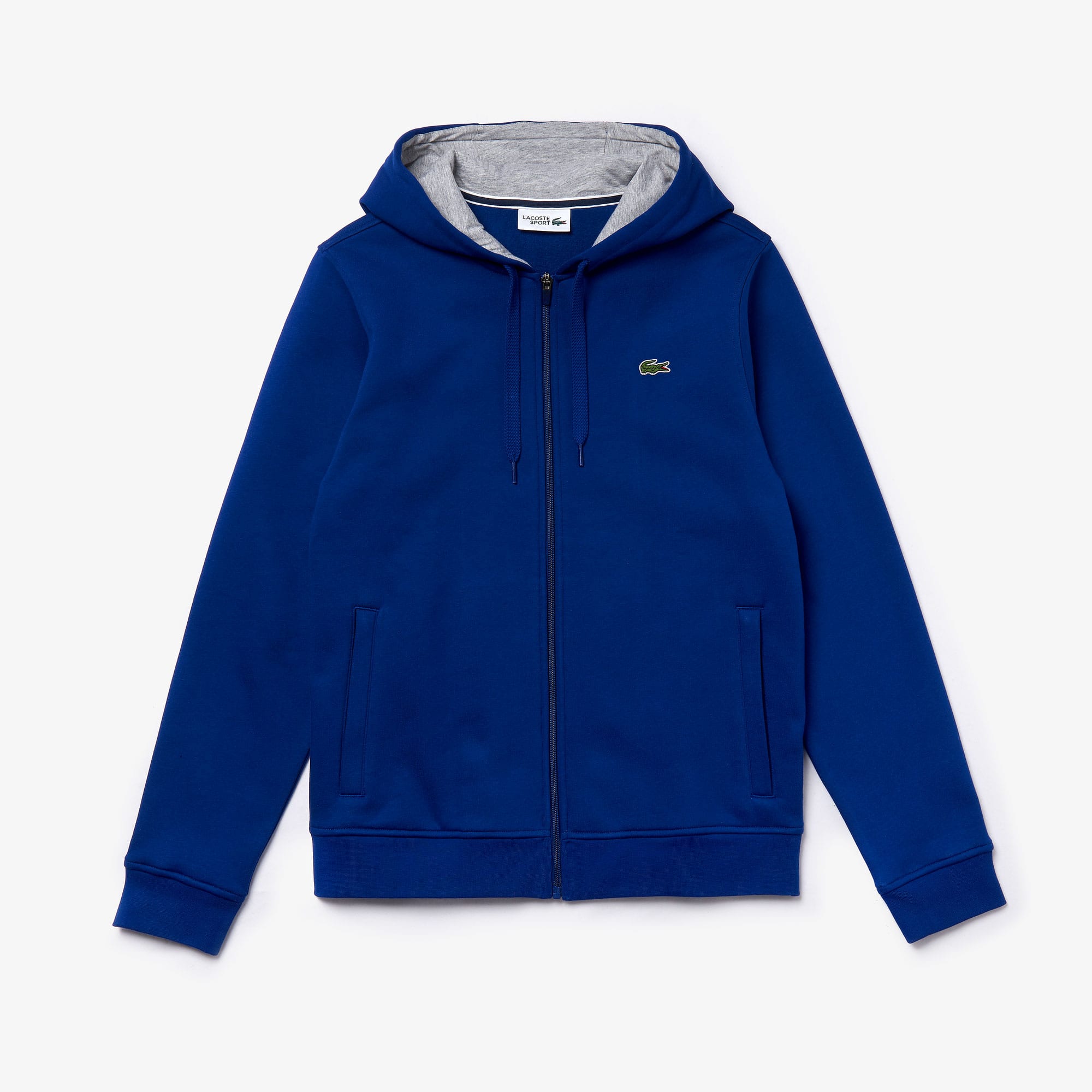 Lacoste Silver Chine//Navy Blue Sport Full Zip Brushed Fleece Hoodie