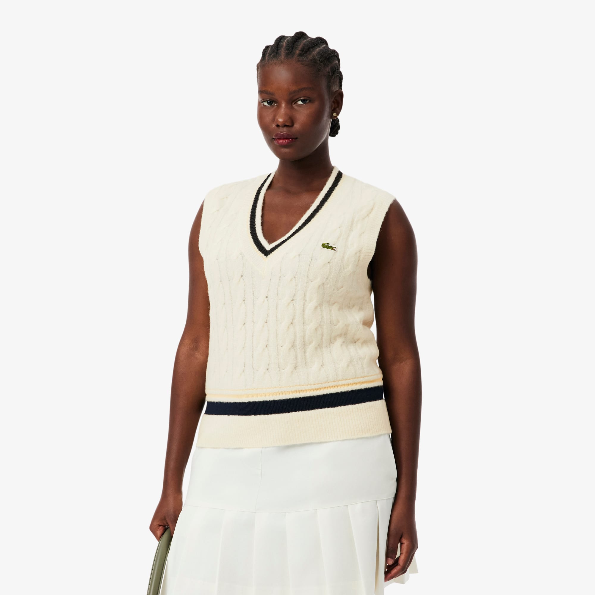 Women's Cable Knit Wool Sweater Vest - Sweaters & Sweatshirts