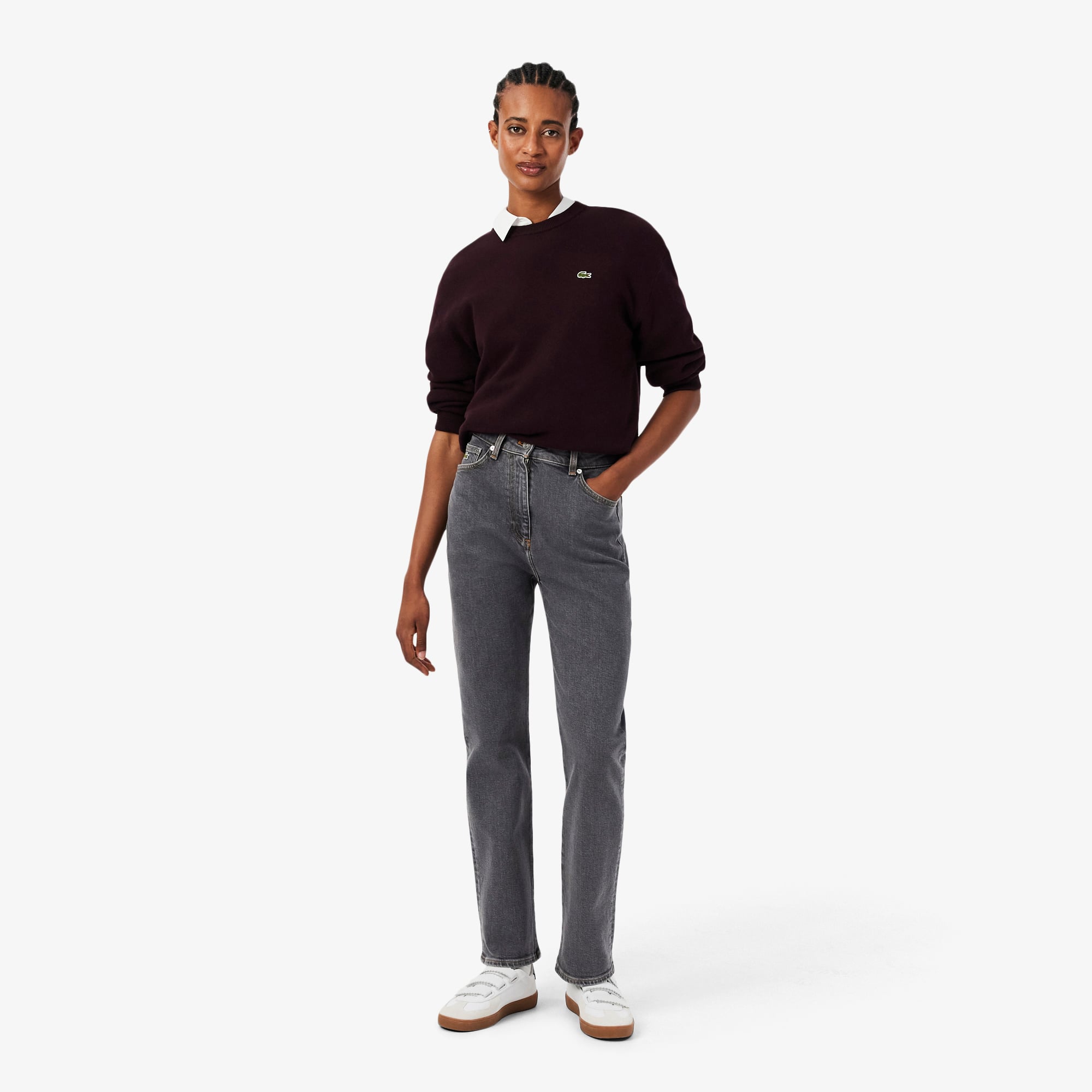 Lacoste Jeans de Mezclilla de Corte Recto Gris